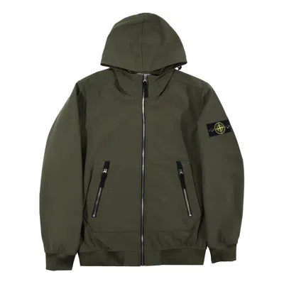 Stone Island Soft Shell-r Hooded Jacket 'olive Green'