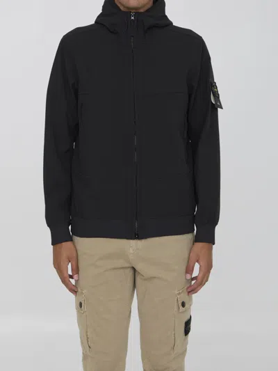 Stone Island Soft Shell-r Jacket In Black