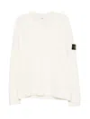 Stone Island Soft Textured Wool-polyamide Blend Sweater In White
