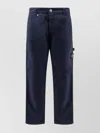 Stone Island Soft Velvet Trousers With Pockets And Loops In Blue