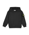 Stone Island Solid Black Pullover Hoodie In Black
