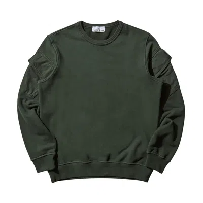Pre-owned Stone Island Solid Color Arm Patch Sweatshirt 'juniper' | Green | Men's Size L