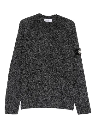 Stone Island Speckled Knit Sweater In Gray