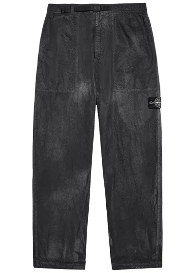Stone Island Sprayed Straight-leg Nylon Trousers In Black