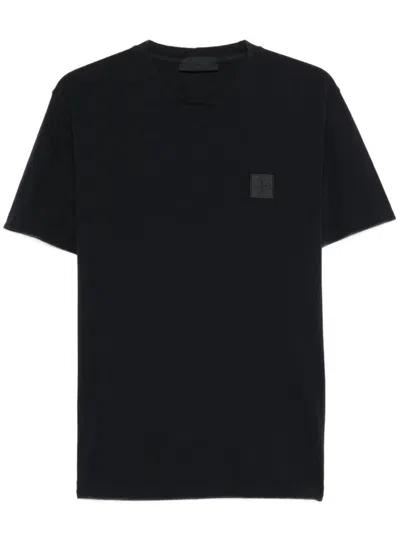 Stone Island Man T-shirt Midnight Blue Size Xxl Cotton In Black