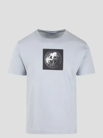 Stone Island Stamp One Print T-shirt In Light Blue