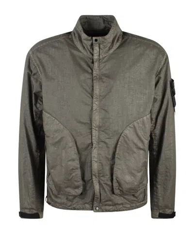 Stone Island Stand Collar Casual Jacket In Military Green