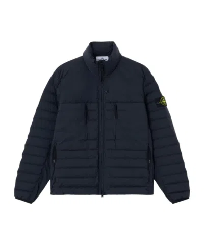 Stone Island Stand Collar Down Jacket With Anti-drop In Blue
