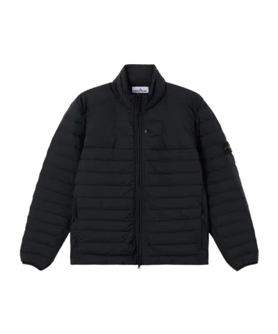 Stone Island Stand Collar Downjacket With Anti-drop Finish In Black