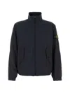Stone Island Stretch Polyester Jacket Elastic Cuffs High Collar In Blue