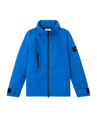 Stone Island Stand Collar Jacket With Ventilation Flaps In Blue