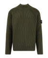 Stone Island 5100023 Ribbed Mock-neck Sweater In Green