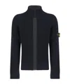 Stone Island Stand-up Collar Cardigan Sweater In Black