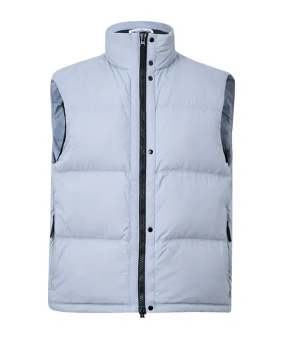 Stone Island Stand-collar Quilted Vest In Blue