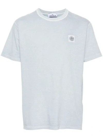 Stone Island Steel Blue Cotton Jersey T-shirt