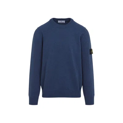 STONE ISLAND STEEL BLUE WOOL SWEATER