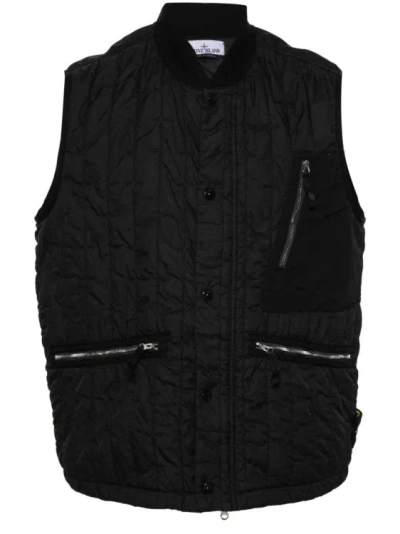 Stone Island Stella Quilted Padded Gilet In Black