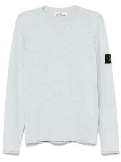 Stone Island Stocking Stitch Organic Cotton Nylon Crewneck In Blue