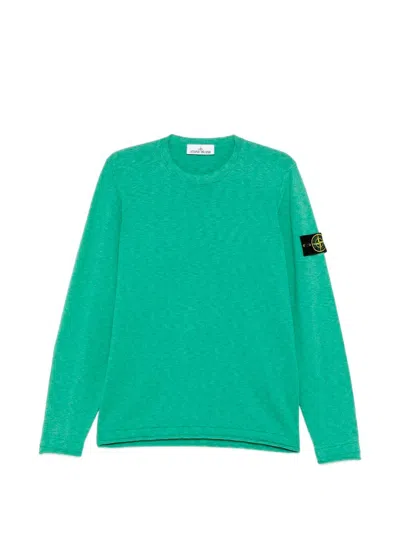 Stone Island Stocking Stitch Organic Cotton Nylon Crewneck In Green