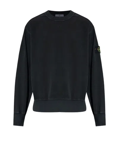 Stone Island Black Sweatshirt With Logo Patch