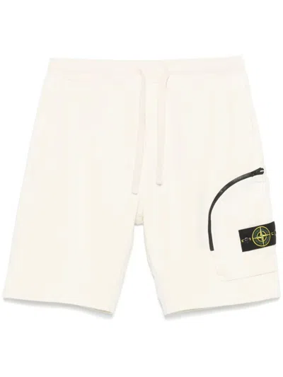 Stone Island Compass-badge Track Shorts In Beige