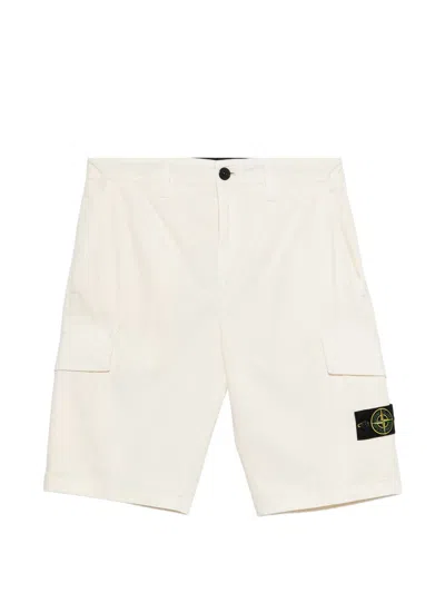Stone Island Cotton Cargo Shorts In White