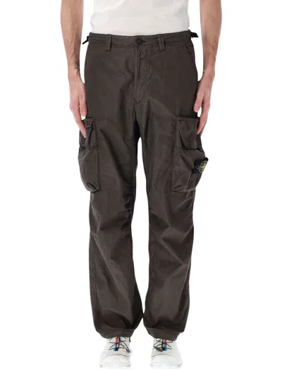 Stone Island Cotton Nylon Micro Ripstop Cargo Trousers In Brown