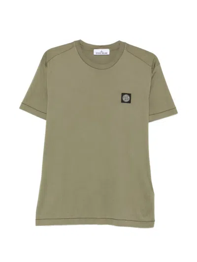 Stone Island Crew-neck Logo-patch T-shirt In Green