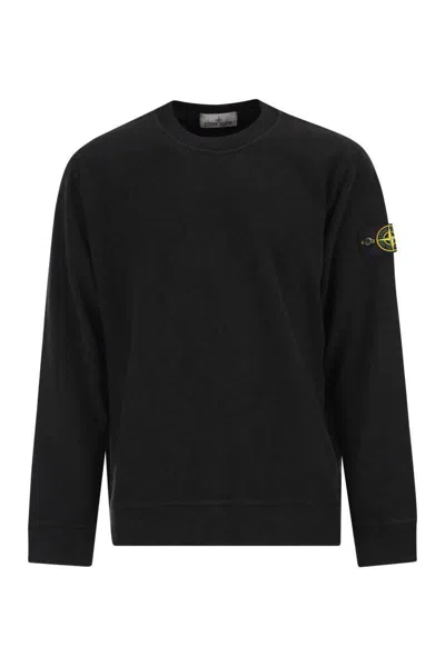 Stone Island Crewneck Sweatshirt With Badge In Black