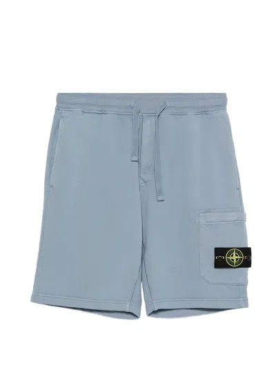 Stone Island Drawstring Logo-detail Shorts In Blue