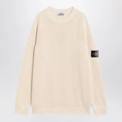Stone Island Compass-badge Ribbed Sweater In Neutral