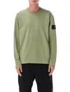 Stone Island Heavyweight Cotton Jersey Long Sleeve Top In Green