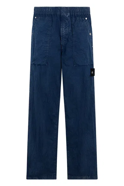 Stone Island Hollow Fibre Nylon Indigo-tc Trousers In Blue