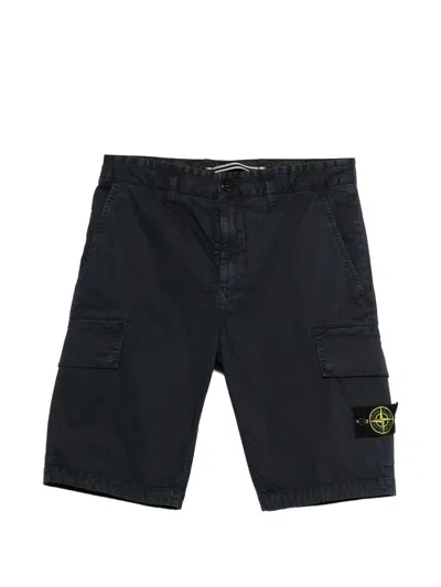 Stone Island Logo-detail Cargo Shorts In Black