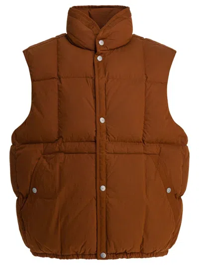 Stone Island Buttoned Down Vest In Brown