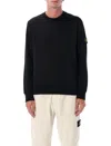 Stone Island Heavy Cotton Jersey Crew Neck Sweater In Black