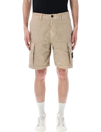 Stone Island Panama Nylon Cargo Shorts In Neutral