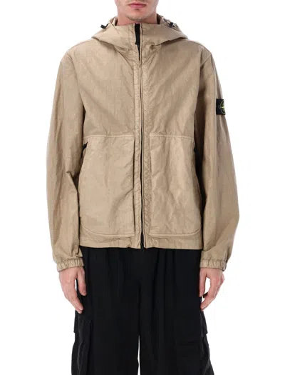 Stone Island Panama Nylon Hooded Jacket In Neutral