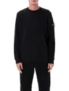 Stone Island Crew Neck Sweater Ribbed Cuffs In Black