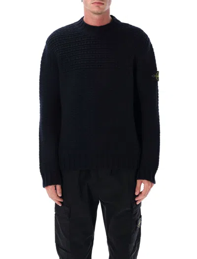 STONE ISLAND STONE ISLAND STONE ISLAND WOOL MOCK NECK JUMPER WITH RIBBED TRIMS