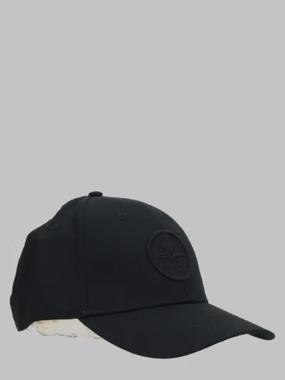 Stone Island Stone-detail Field Hat For Men Fw26 In Black