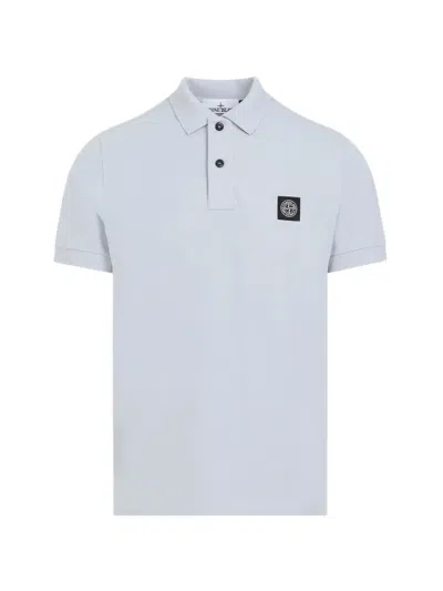 Stone Island Compass-patch Short-sleeved Polo Shirt In Blue