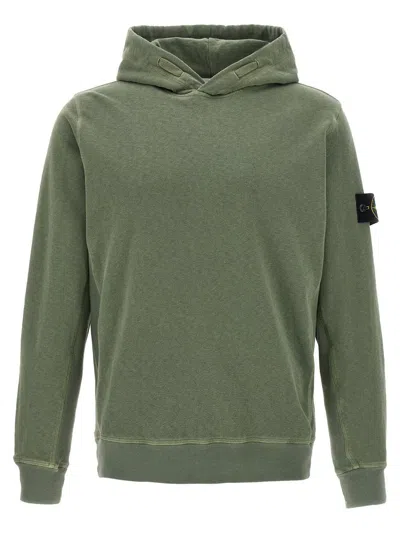 Stone Island Stonewashed Hoodie In Green