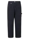 Stone Island Soft Velvet Trousers With Pockets And Loops In Blue