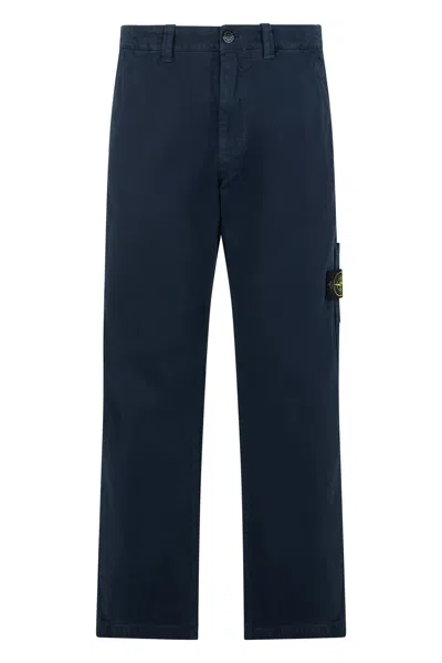 Stone Island Straight Cut Cotton Trousers For Everyday Wear In Animal Print