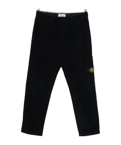 Stone Island Straight-leg Casual Pants In Black