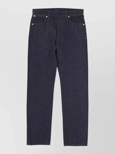 Stone Island Straight Leg Denim Jeans Belt Loops In Blue