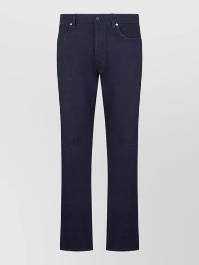 Stone Island Straight Leg Mid Rise Denim Trousers Five Pockets In Blue