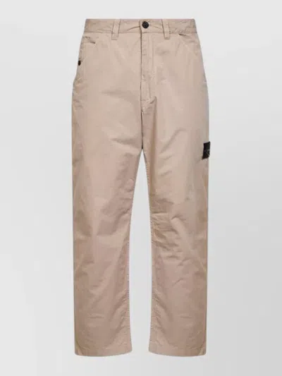 Stone Island Straight Leg Trousers Multiple Pocket Design In Brown