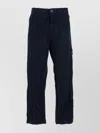 Stone Island Straight Textured Fabric Trousers With Belt Loops In Blue